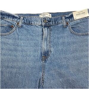 NEW Abercrombie Fitch Jeans 34 (41x30) Unhemmed High Rise Wide Leg